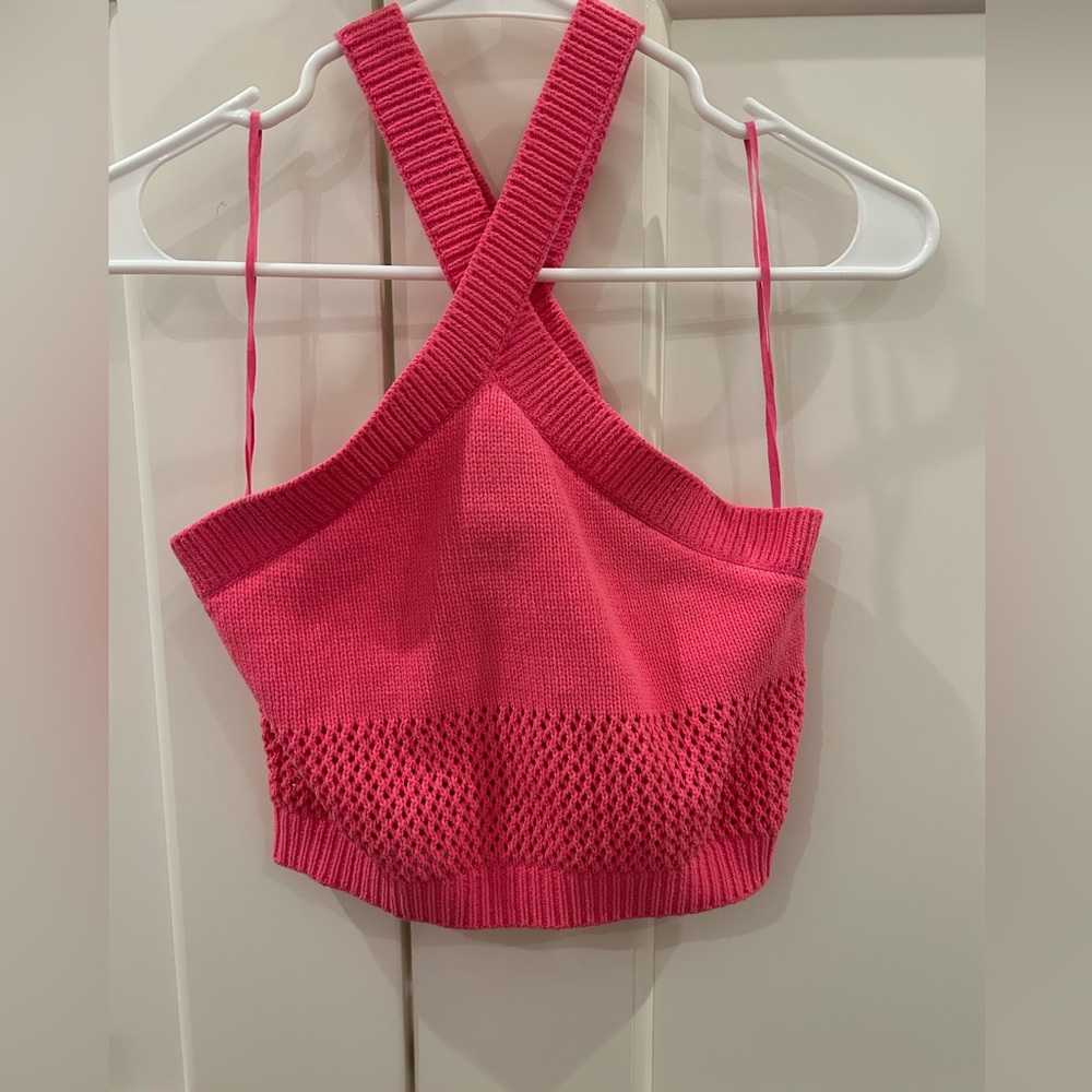 Zara Criss Cross Neck Pink Tank
